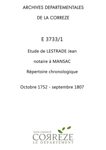Répertoire chronologique : 1752-28 septembre 1807