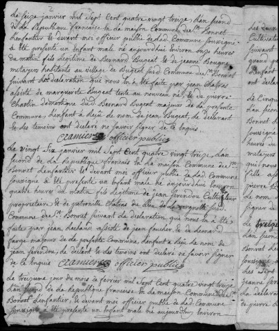 Naissances, mariages, décès (1793-1802)