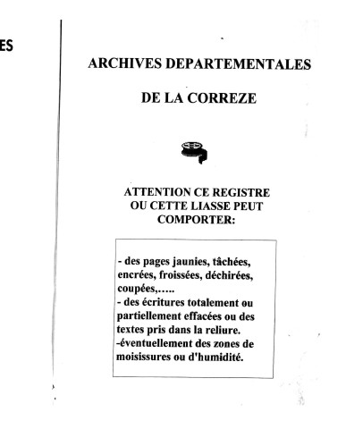 Naissances, mariages, décès (1833-1842)