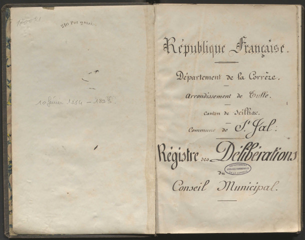 Délibérations du conseil municipal. 10 février 1884-17 décembre 1893
