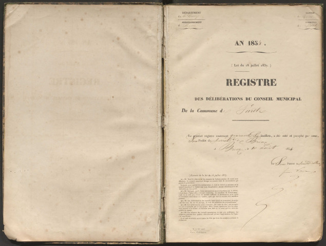 Délibérations du conseil municipal. 22 octobre 1854-9 février 1868