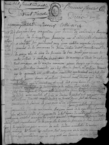 Naissances, mariages, décès (1795)