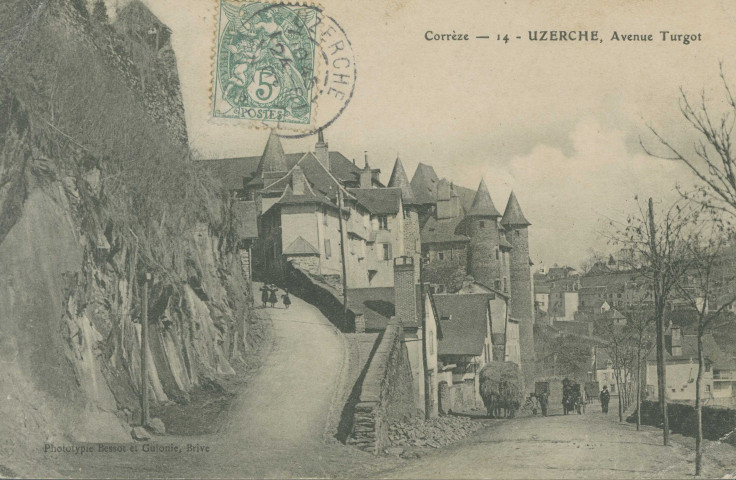 Uzerche : "Corrèze - 14 - Uzerche, avenue Turgot".