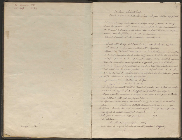 Délibérations du conseil municipal. 29 janvier 1911-15 septembre 1929