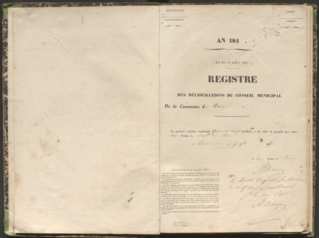 Délibérations du conseil municipal. 12 janvier 1851-9 février 1862