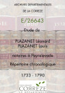 Répertoire chronologique : maître Plazanet Léonard (1733-1765) et (1740-1753), Plazanet Louis (1766-1790)