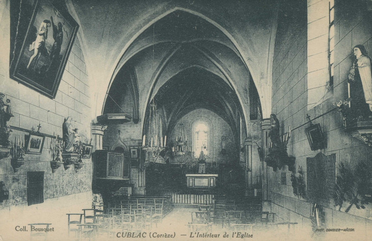 Cublac : "Cublac (Corrèze) - L'intérieur de l'église".