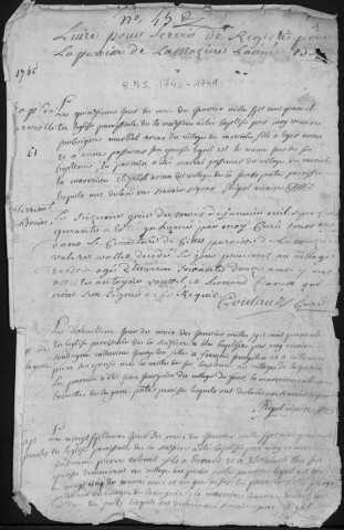 Baptêmes, mariages, sépultures (1740-1758)