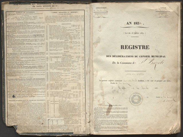 Délibérations du conseil municipal. 18 mai 1841-28 mars 1880