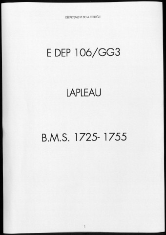 Baptêmes, mariages, sépultures (1725-1755)