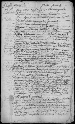 Baptêmes, mariages, sépultures (1773-1790)
