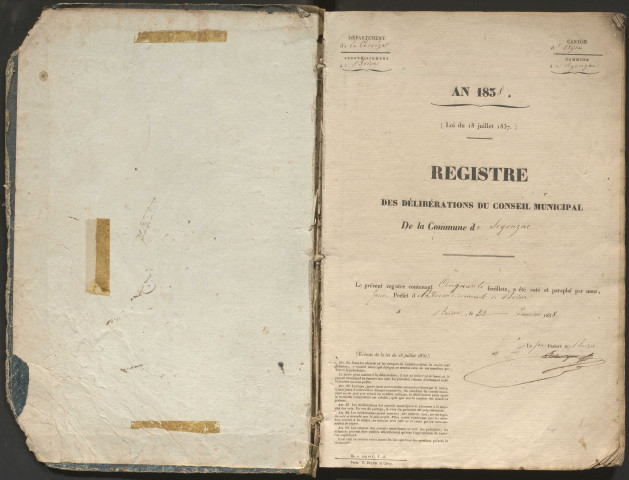 Délibérations du conseil municipal. 20 mai 1838-20 avril 1854