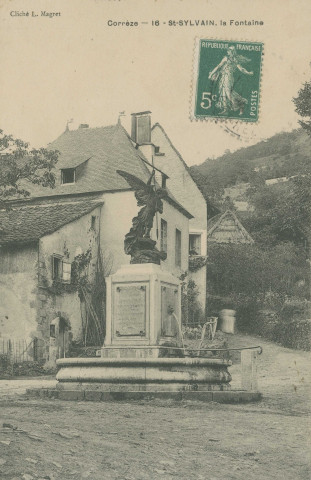 Saint-Sylvain : "Corrèze - 16 - St-Sylvain, la fontaine".
