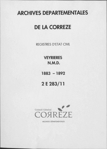 Naissances, mariages, décès (1883-1892)