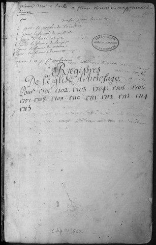 Baptêmes, mariages, sépultures (1701-1715)