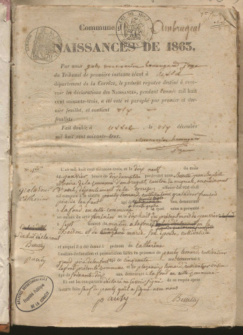 Naissances, mariages, décès (1863-1872)
