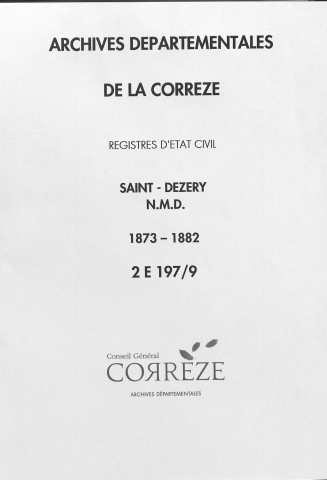 Naissances, mariages, décès (1873-1882)