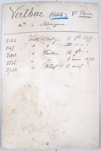 Répertoire alphabétique sur fiches : Vergnolles-Vidal