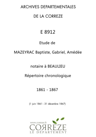 1 juin 1861-31 décembre 1867