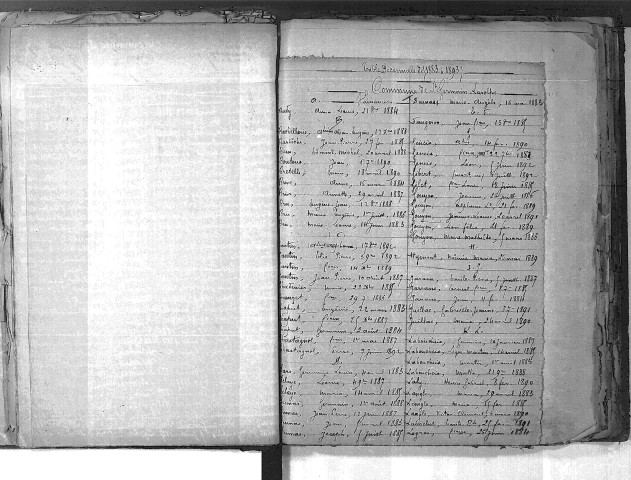 Tables décennales des naissances (1883-1892)