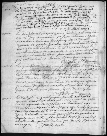 Mariages, sépultures (1747-1789)
