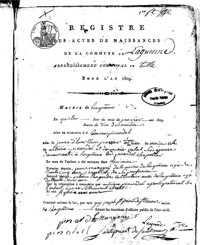 Naissances (1809-1848)