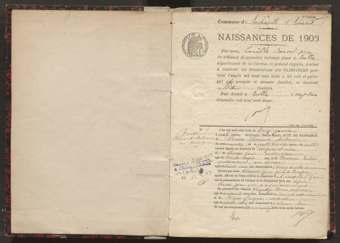 Naissances (1903-1921).