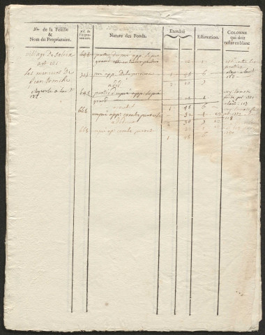 Relevé de l'arpentement général. 1764-1799