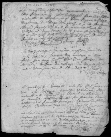 Baptêmes, mariages, sépultures (1660-1733)