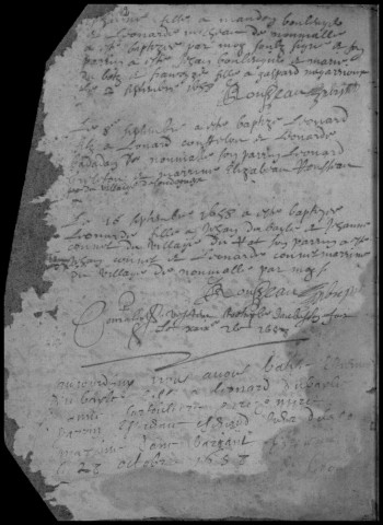 Baptêmes, mariages, sépultures (1658-1719)