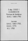 Baptêmes, mariages, sépultures (1680-1790)