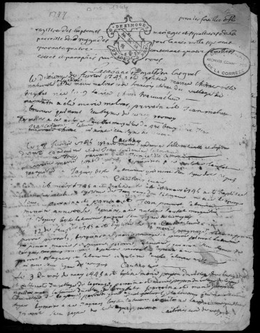 Baptêmes, mariages, sépultures (1744-1792)
