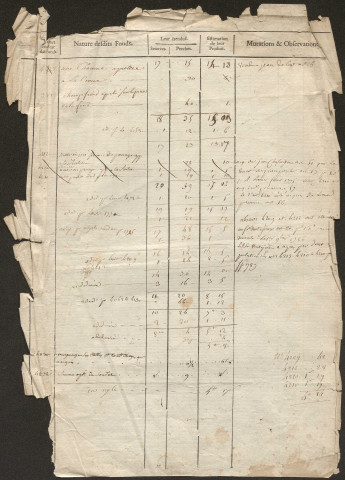 Relevé de l'arpentement général des fonds.