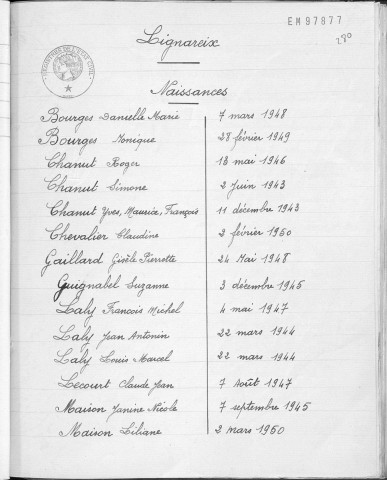Tables décennales des décès (1943-1952)