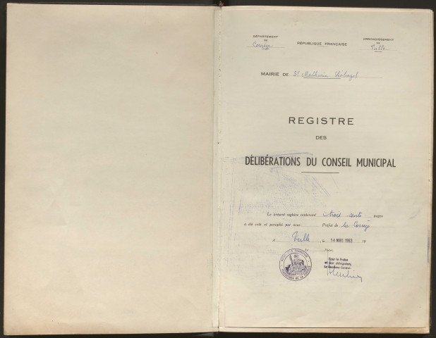 Délibérations du conseil municipal. 25 août 1963-17 mars 1973