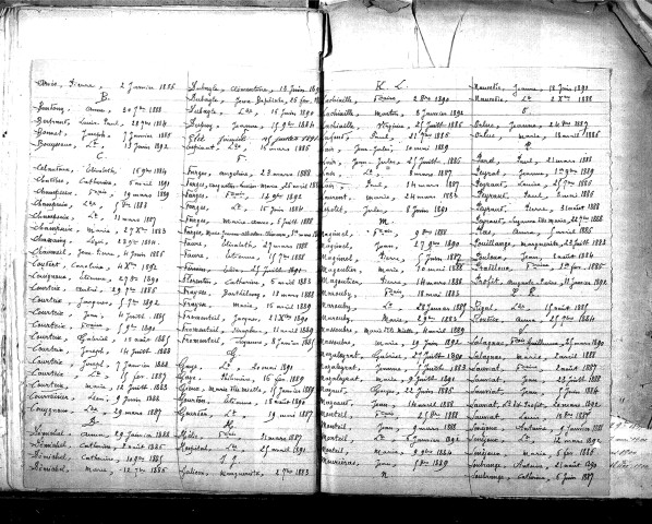 Tables décennales des décès (1883-1892)