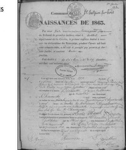 Naissances, mariages, décès (1863-1872)