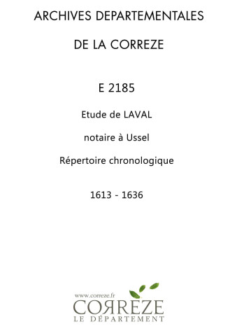 Répertoire chronologique : 1613-1636