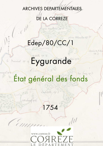 État général des fonds. 1754