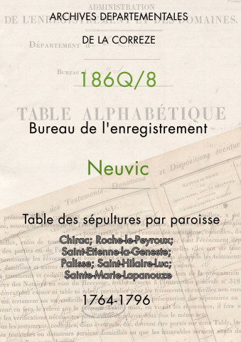 Paroisses de Chirac-Bellevue; Roche-le-Peyroux; Saint-Etienne-la-Geneste; Palisse; Saint-Hilaire-Luc; Sainte-Marie-Lapanouze