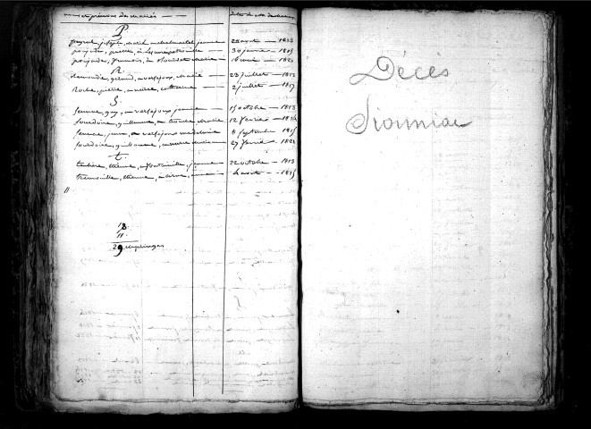 Tables décennales des mariages (1813-1822)