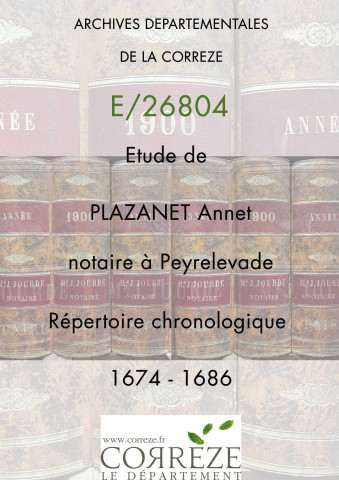 Répertoire chronologique : janvier 1674-octobre 1686