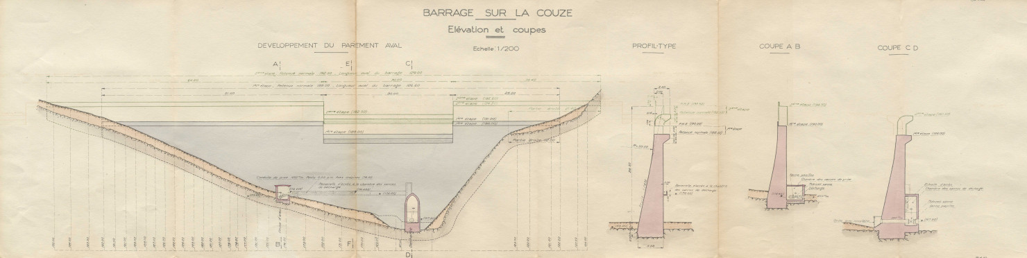 Construction d'un barrage sur la Couze.