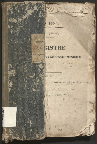 Délibérations du conseil municipal. 20 mai 1838-17 juillet 1864