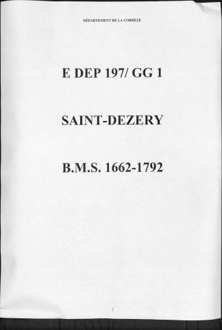Baptêmes, mariages, sépultures (1662-1792)