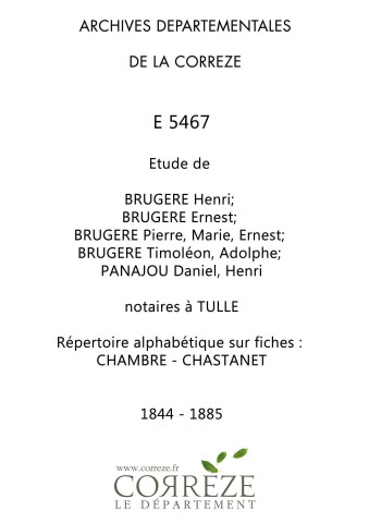 Répertoire alphabétique sur fiches : Chambre-Chastanet