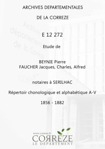 Répertoire chronologique et alphabétique A-V