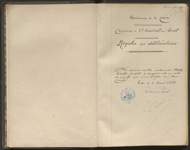 Délibérations du conseil municipal. 12 août 1888-10 février 1924