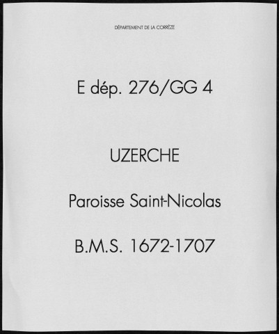 Baptêmes, mariages, sépultures (1672-1707)