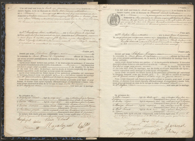 Mariages (1903-1921).